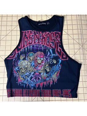Pretty Little Thing Womens Guns N Roses Save Your Illusion Tour Tank Top Black S